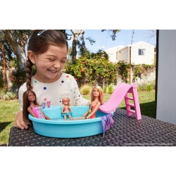 Lalka Barbie zestaw basen zjeżdżalnia + akcesoria GHL91