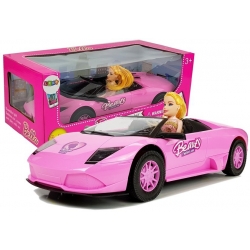 Auto Sportowe Cabrio + lalka samochód dla lalek 5817 Różowe