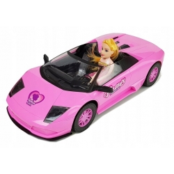 Auto Sportowe Cabrio + lalka samochód dla lalek 5817 Różowe
